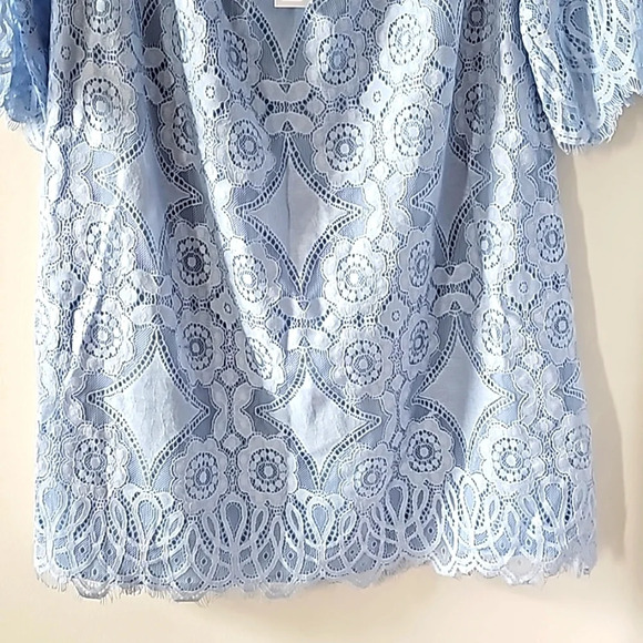 BB Dakota Halden Light Blue Lace Off the Shoulder Dress NWT - Picture 4 of 10